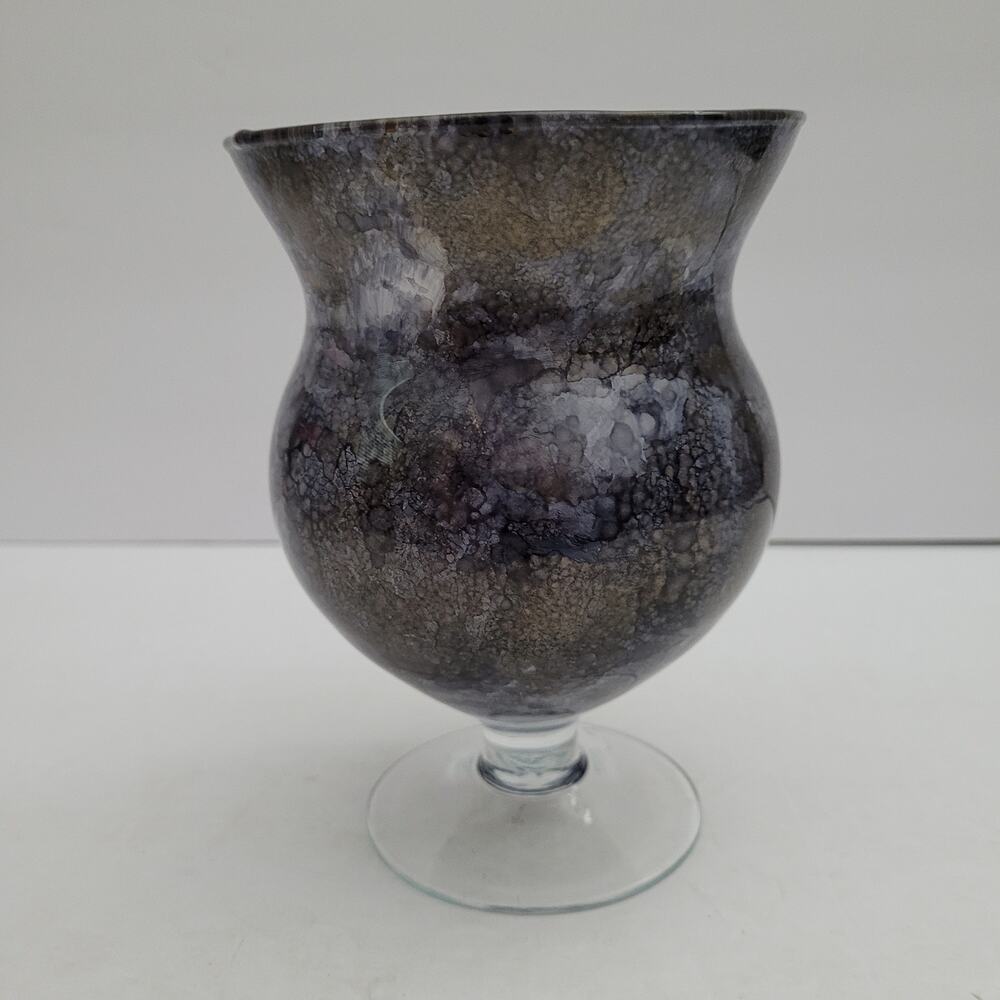 Stylish Blue and Black Glass Candle Holder